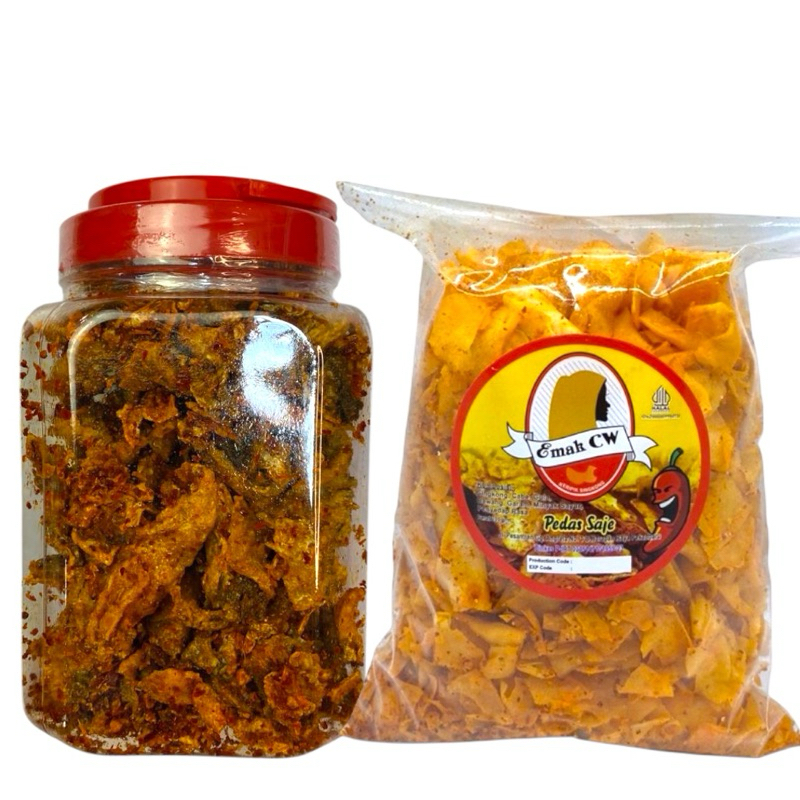 

Emak Cw - 2Pcs Keripik Nage 67 ( Kulit Ikan Salmon Toples, Pedas Saje 500G )