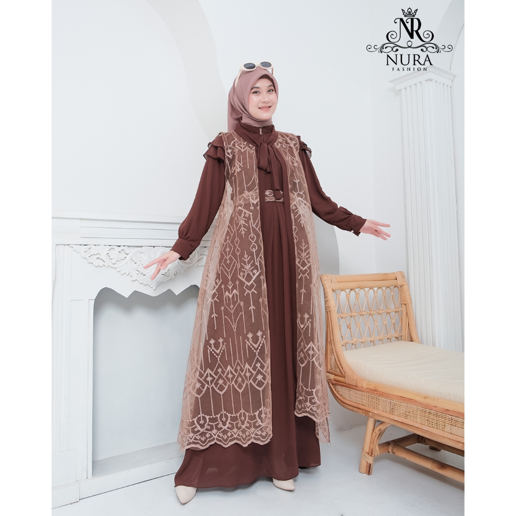 Dress Gamis Brokat Wanita Terbaru Tile Elagan CerutyBabaydoll Premium - Aisyah By NurraFashion002