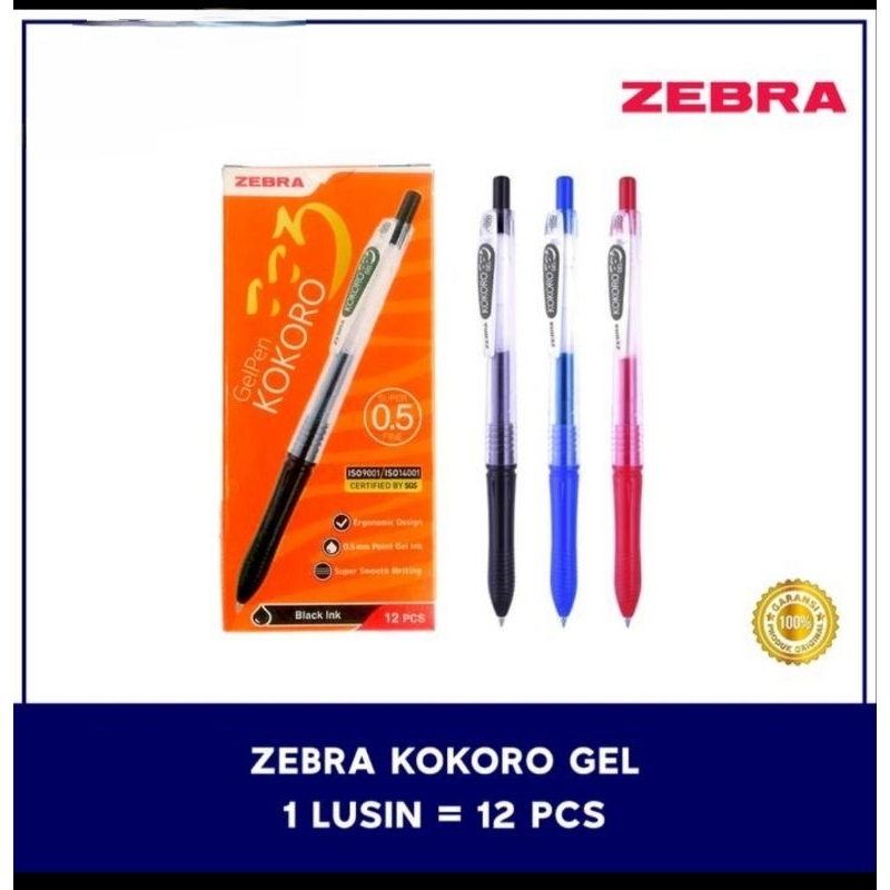 

Balpen Zebra Kokoro Gel Pen 0.5 mm Black, Blue, Blue Black, Red, Sweet - Doz isi 12 Pcs.