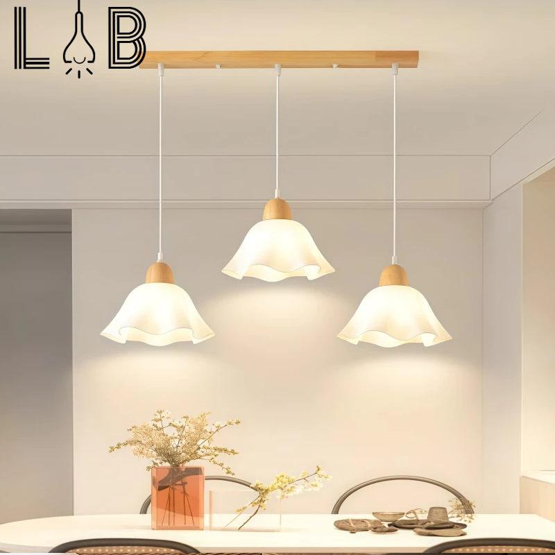 Lampu Gangtun Awan Nordik Lampu Kaca Kayu Solid lampu gantung estetik lampu gantungdapur minimalis