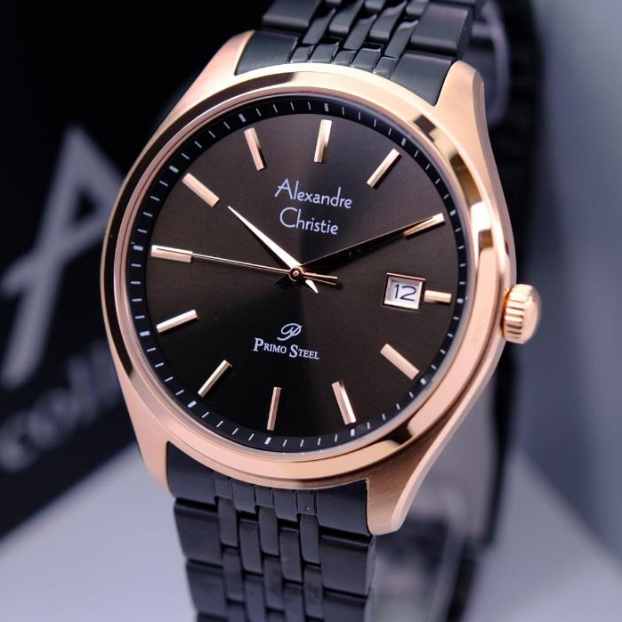 Alexandre Christie Pria Original Warna Black Rose Gold - AC1040 - All Stainless Steel