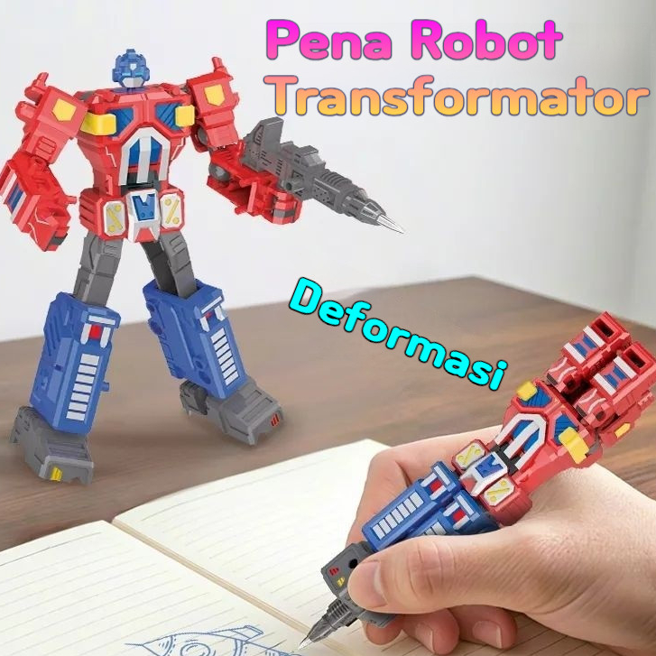 

pen Pulpen transformer / pulpen mainan Optimus Prime dengan senjata robot bergerak / hadiah