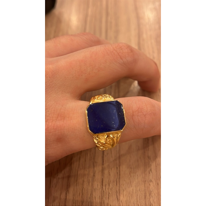 CINCIN LAPIS LAZULI AFGHANISTAN TRIPPLE A RING PERAK CHROME GOLD PRIA
