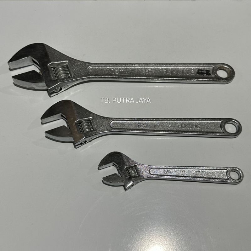 Kunci Inggris FUKUNG Adjustable Wrench Ukuran 8" 12" 15" Inch Drop Forged Steel Berkualitas Original
