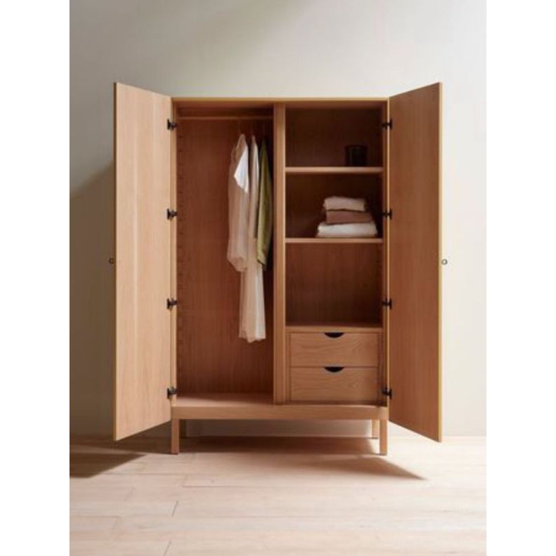 Lemari Pakaian Kayu Jati Minimalis 2 Pintu — Lemari Baju Modern Natural