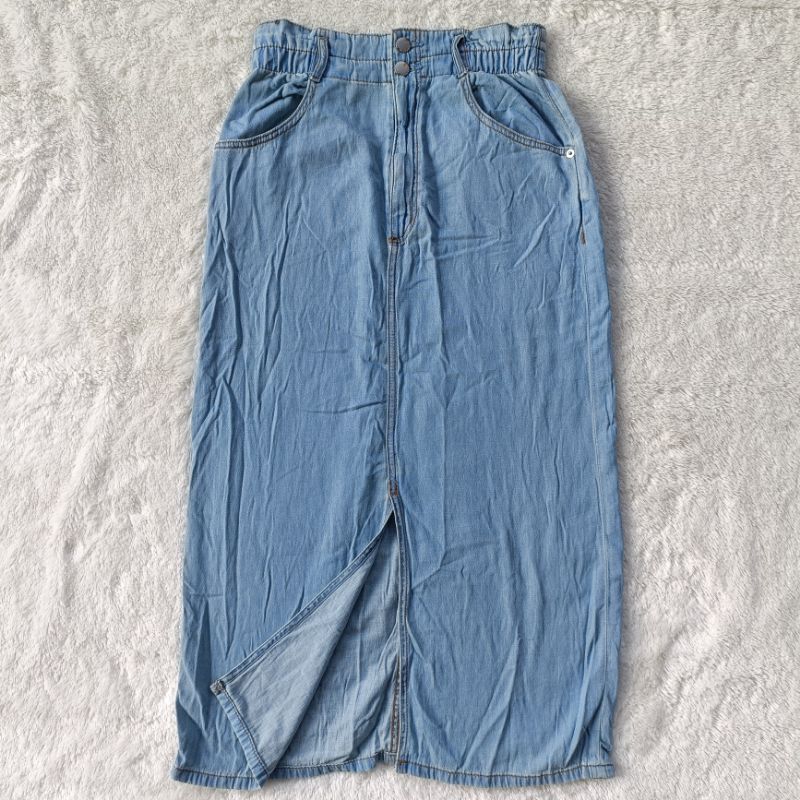 GU denim jeans long skirt original sisa export