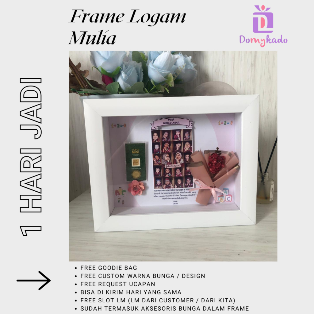 BINGKAI (FRAME) PLUS LM LOGAM MULIA EMAS MINI 0,2 GRAM - 1 GRAM EMAS MURNI ASLI