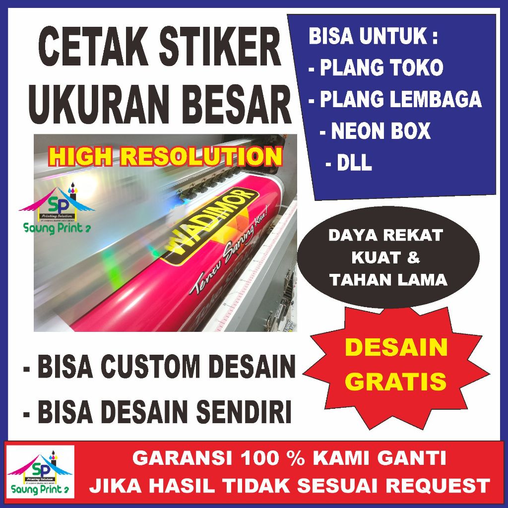 

CETAK SIKER CUSTOM DESAIN SENDIRI METERAN UKURAN PANJANG FREE DESIGN