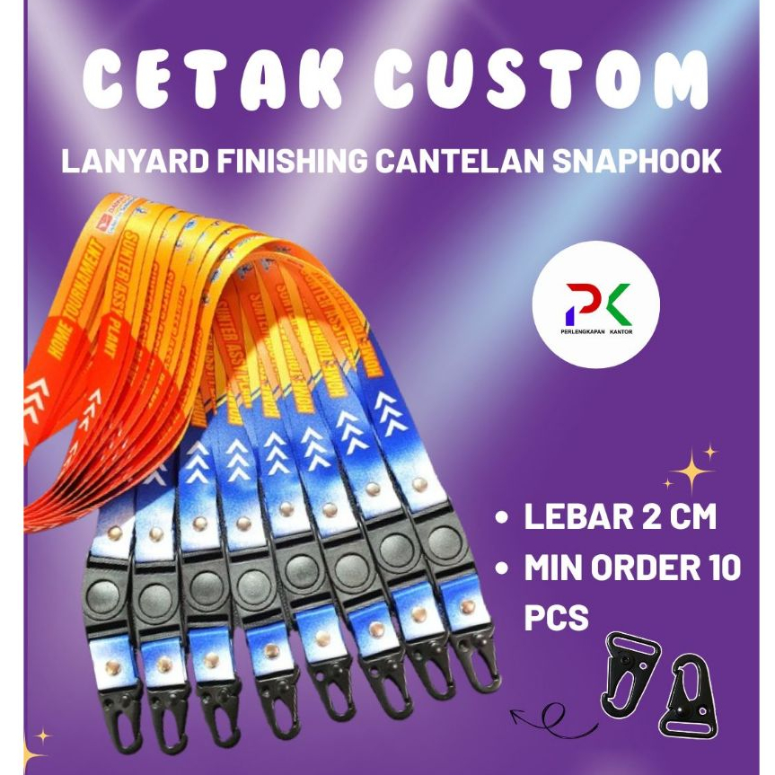 

Cetak Lanyard Print Sublim 2cm cetak 2 muka / tali id card printing finishing STOPPER SNAPHOOK