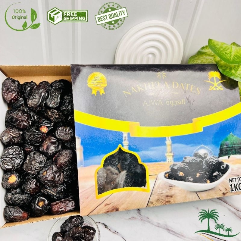 

1 kg Kurma Ajwa Madinah Brand Nakhela Dates Kemasan Ekslusif