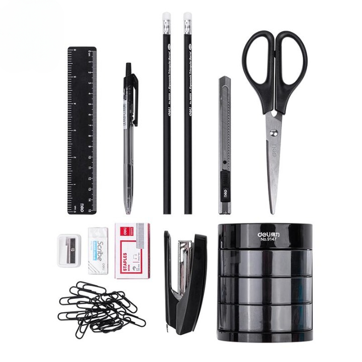 

Alat Tulis Kantor Serbaguna Deli Set Alat Tulis Kantor ATK / Stationary Set Hemat Lengkap Warna Serba Hitam