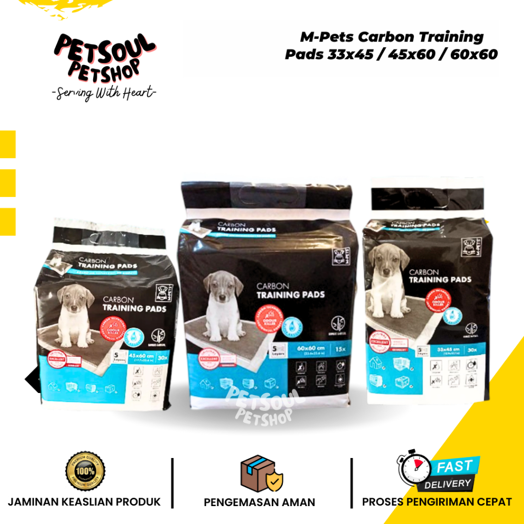 M-Pets Carbon Train Pads 33x45 / 45x60 / 60x60 Underpad Toilet training anjing Underpet