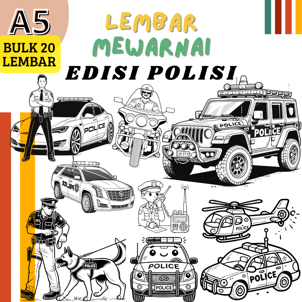 

20 Lembar A5 Kertas Mewarnai Edisi POLISI POLICE AGENT | Coloring Worksheet | Children Coloring Pages | Lembar Mewarnai Anak-anak | Buku Bergambar | Buku Mewarnai | Lembar Bergambar
