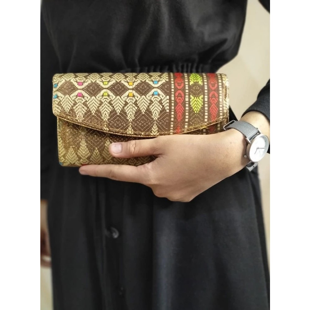 Nongsa Dompet wanita motif Songket kerajinan tangan kain khas Palembang Sumatera Selatan untuk wadah