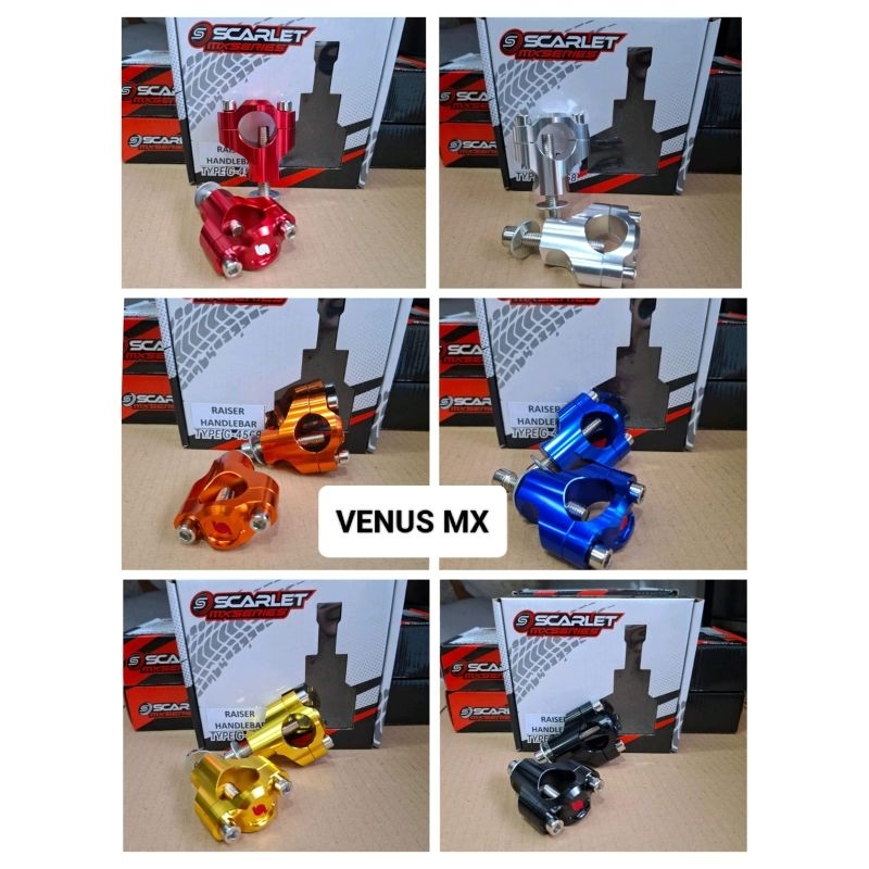 Peninggi/raiser stang fatbar motor trail cross Scarlet racing bahan cnc