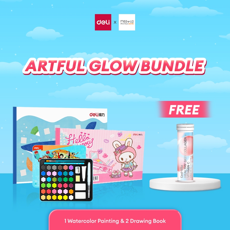 

[DELI X COOLVITA] Artful Glow Bundle / 1 Cat Air Padat & 2 Buku Gambar / FREE COLLAGEN TUBE