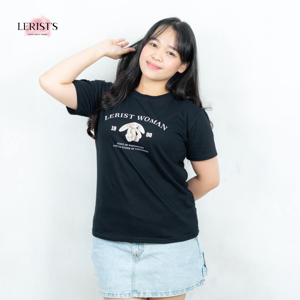 Oneck Bunny Lerist- Atasan wanita Oneck lengan pendek cotton combed 30s premium Lerist