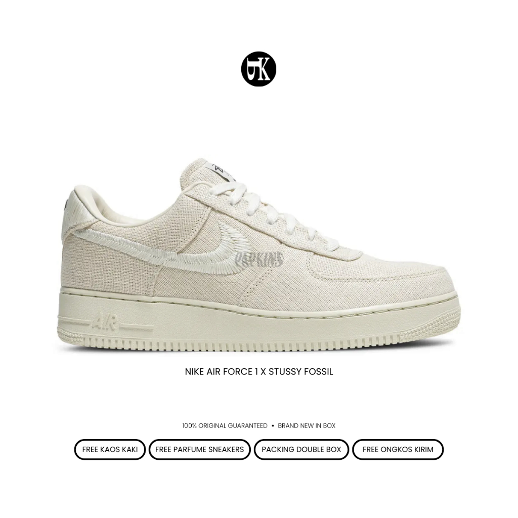 Sepatu Nike Air Force 1 X Stussy Fossil Brand New in Box