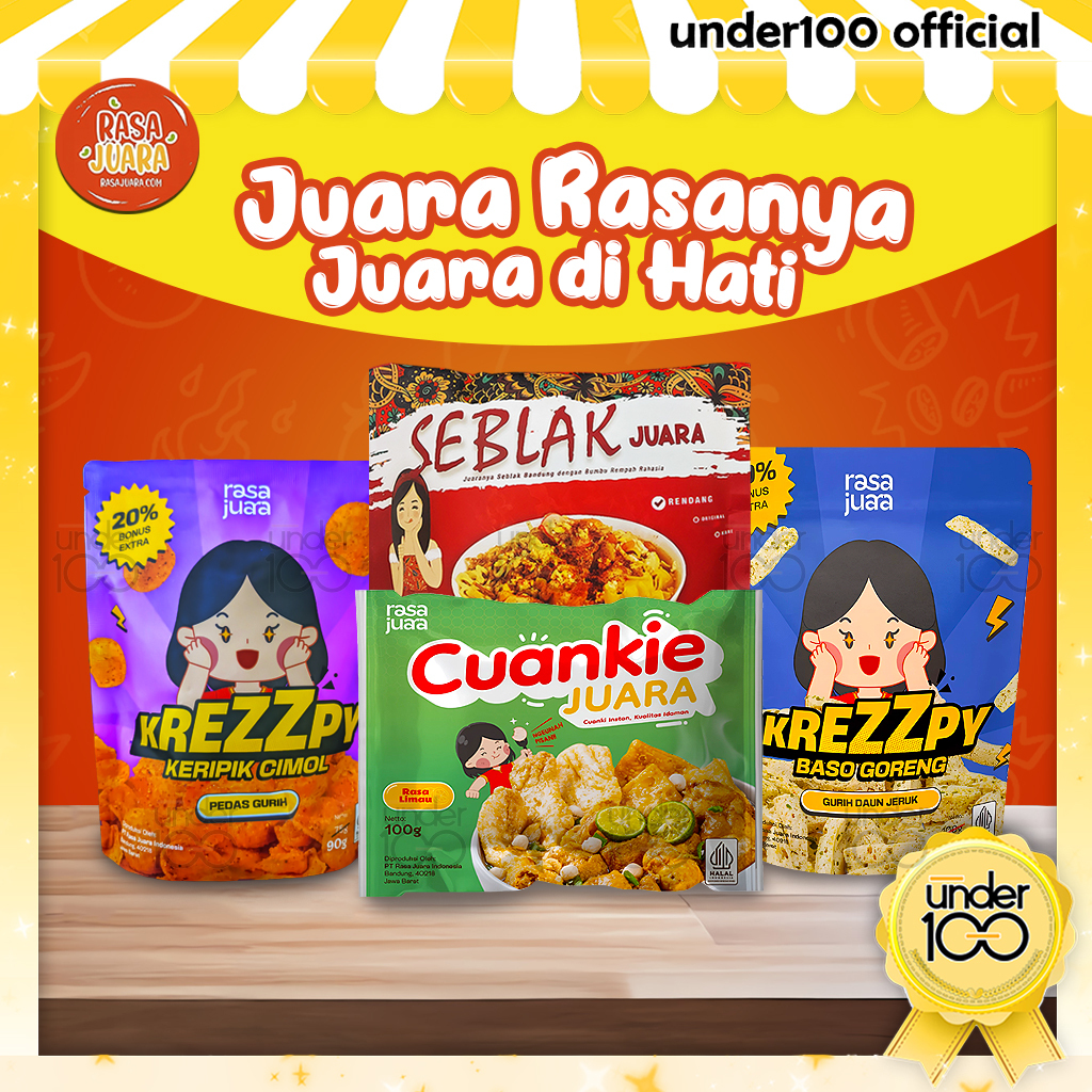 

❤ Under100 ❤ Rasa Juara Krezzpy Basreng 100g | Moring 75g | Keripik Cimol 90g | Seblak Juara 130g | Cuankie Juara 100g | HALAL