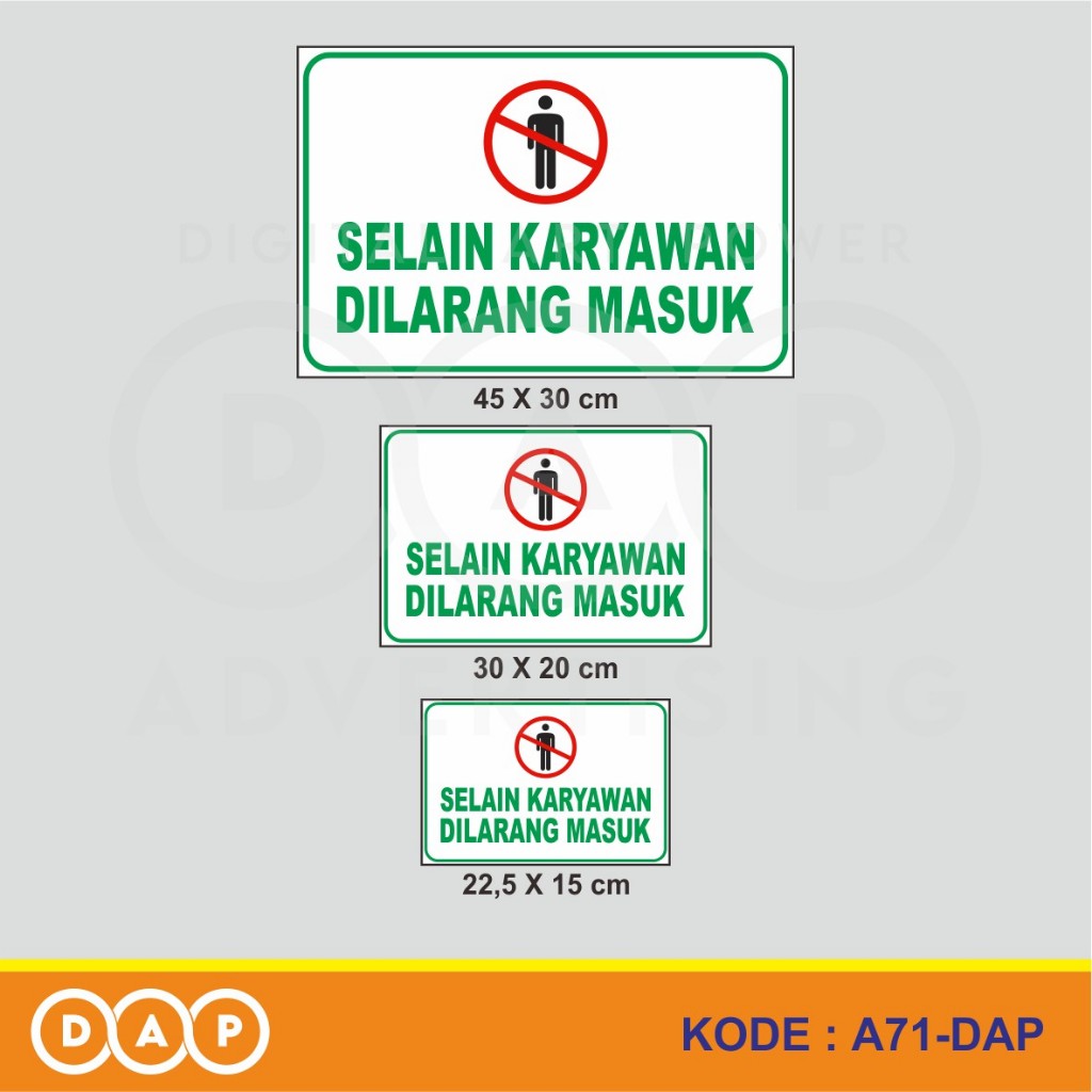 

A71 - Acrylic Sign, Stiker Akrilik Selain Karyawan Dilarang Masuk, Tahan Air, Termurah, Bisa Custom