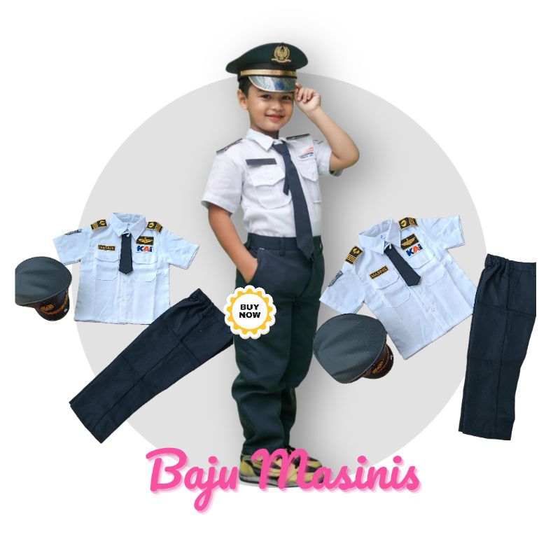 Baju Masinis anak, Kostum masinis anak, Baju profesi Masinis anak