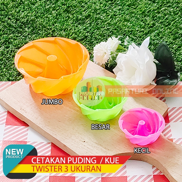 [12 Pcs] Cetakan Puding Twister 3 Ukuran / Pudding Jelly Agar Bento Nasi Kuning Kotak Rege Plastik