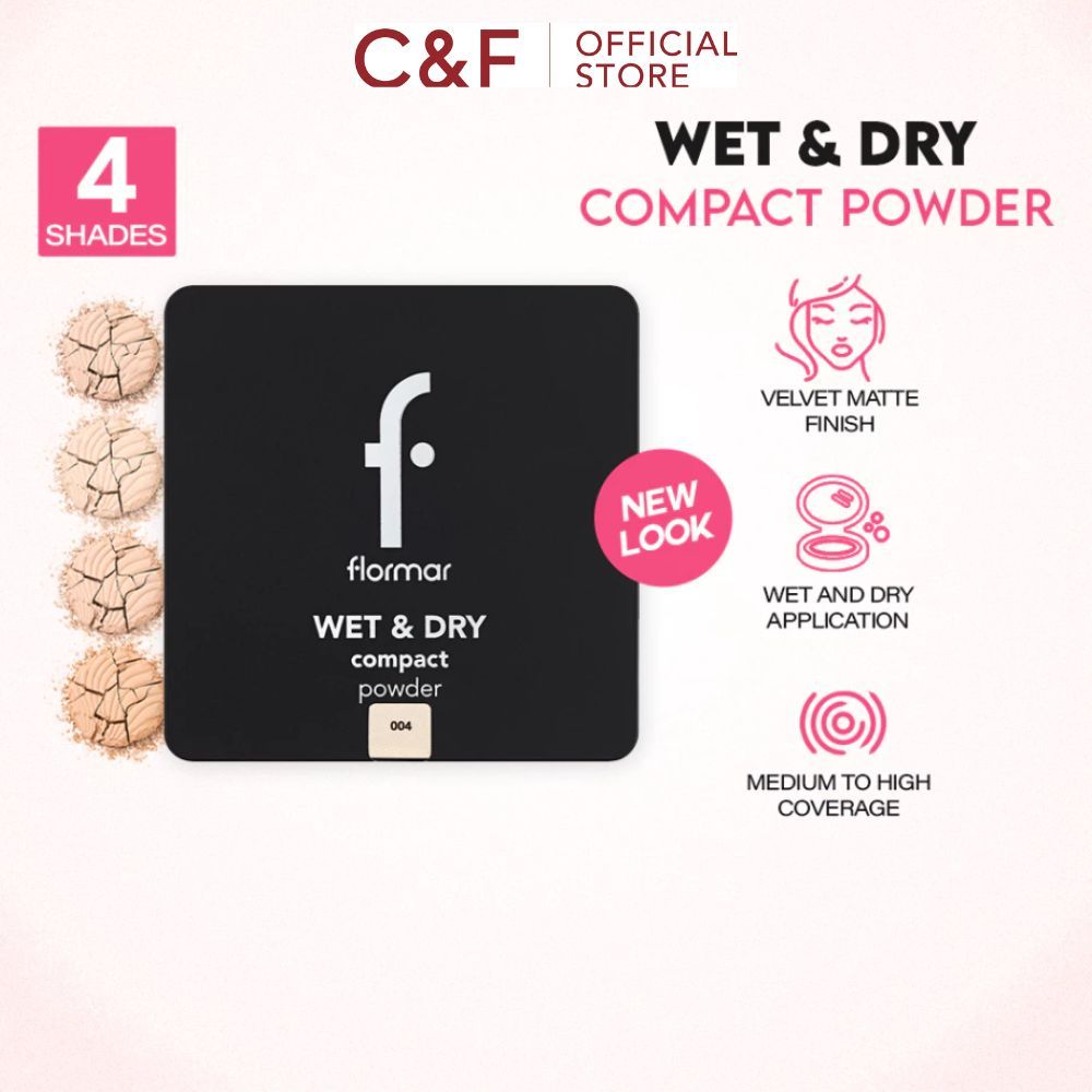 C&F - Flormar Wet & Dry Compact Powder | Bedak Foundation Padat Two Way Cake