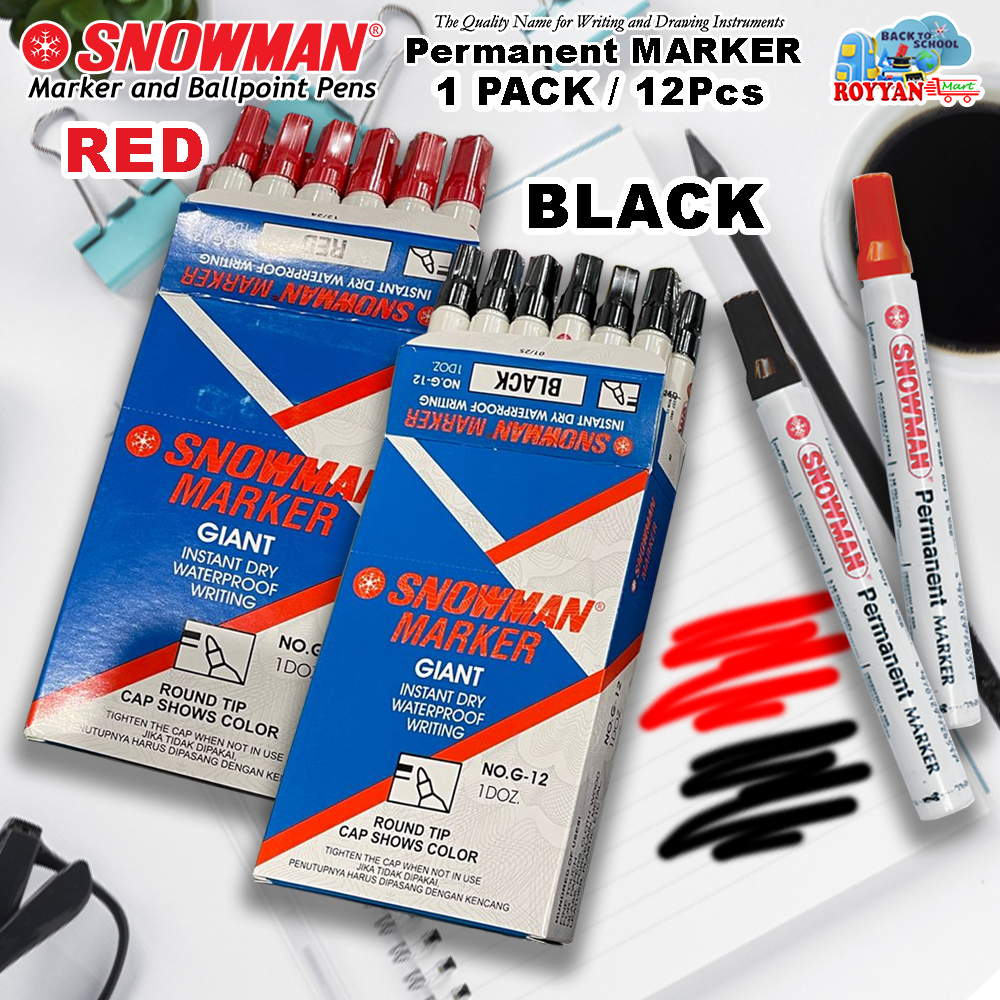 

Snowman SPIDOL Marker Giant G-12 12 Pcs Permanent hitam merah