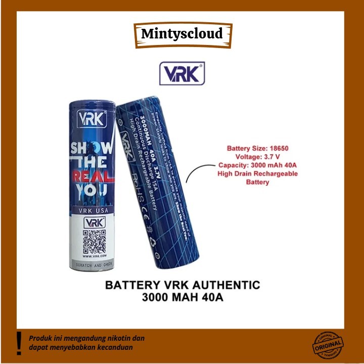 BATERAI VAPE VRK 18650 3000MAH ORIGINAL 100%