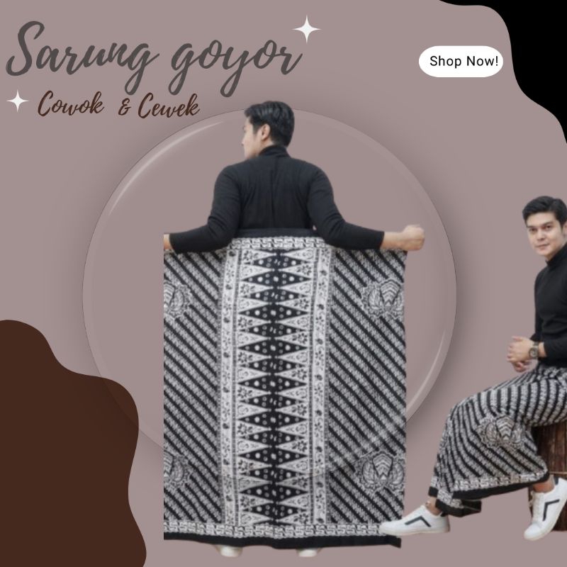 Sarung Batik  Goyor - Sarung LarGurda Motif Hitam Putih