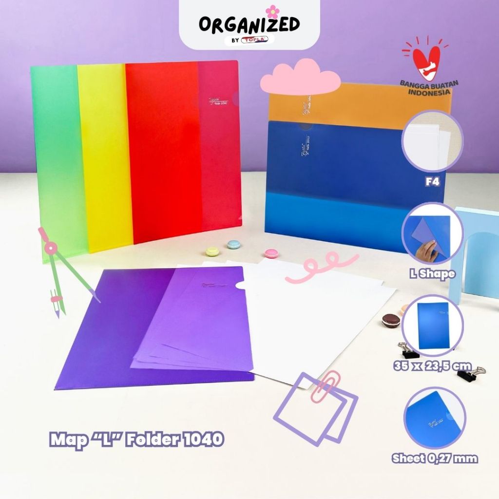 

Map L F4 / folder file selip kertas berkas kantoran ukuran folio Topla tebal 0.27 mikron