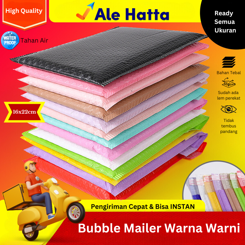 

16x22CM Bubble Mailer Premium Putih Hitam Pink Ungu Termurah (Harga Per Pcs) | Polybubble Amplop Bubblemailer Packing Olshop Termurah