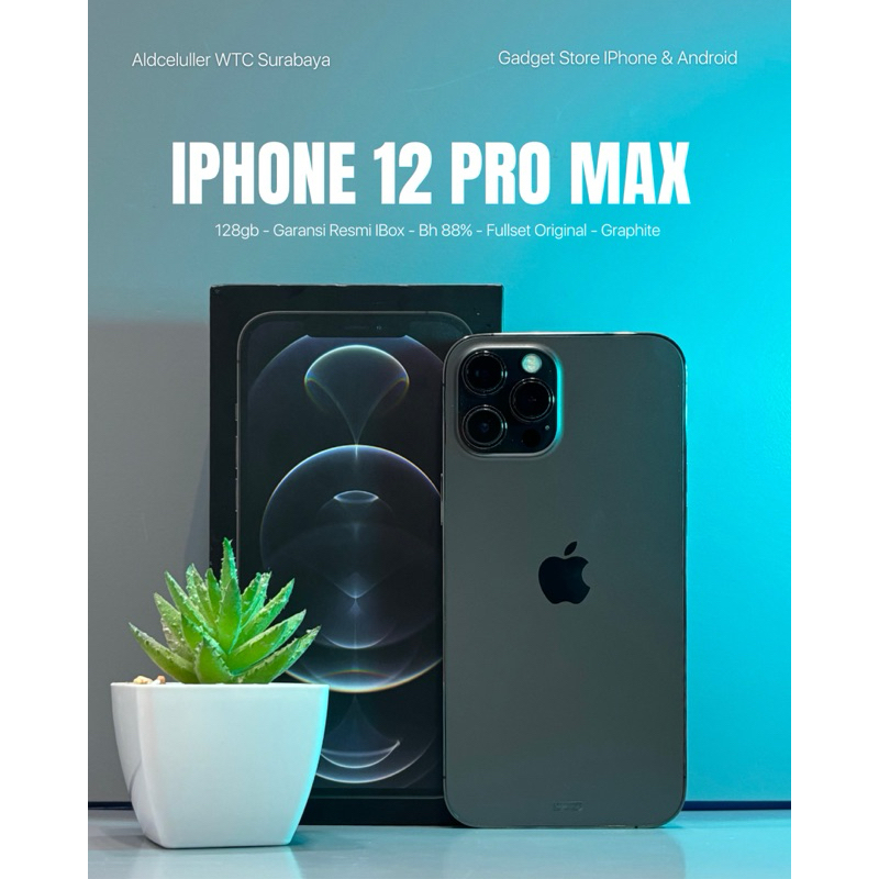 iphone 12 pro max 128gb graphite garansi resmi second