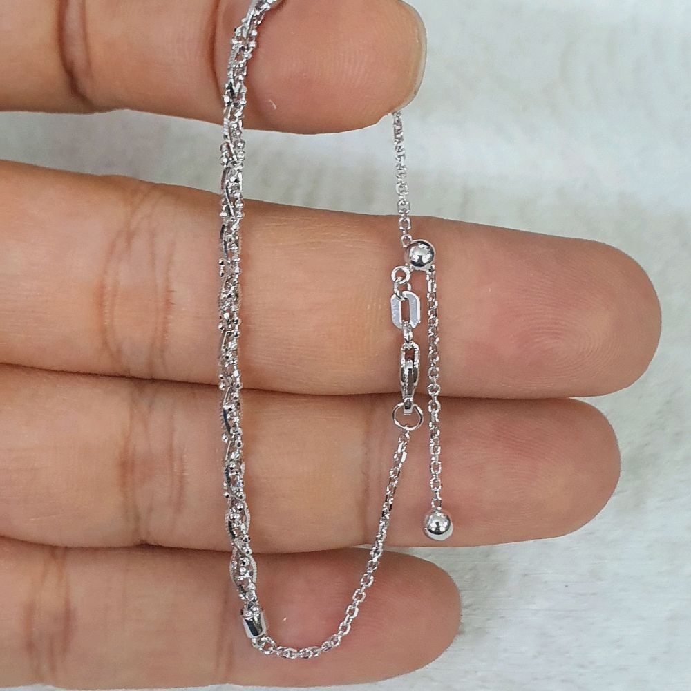 gelang model kepang aquila botoran serut putih variasi emas 75 % 750 75% 17k