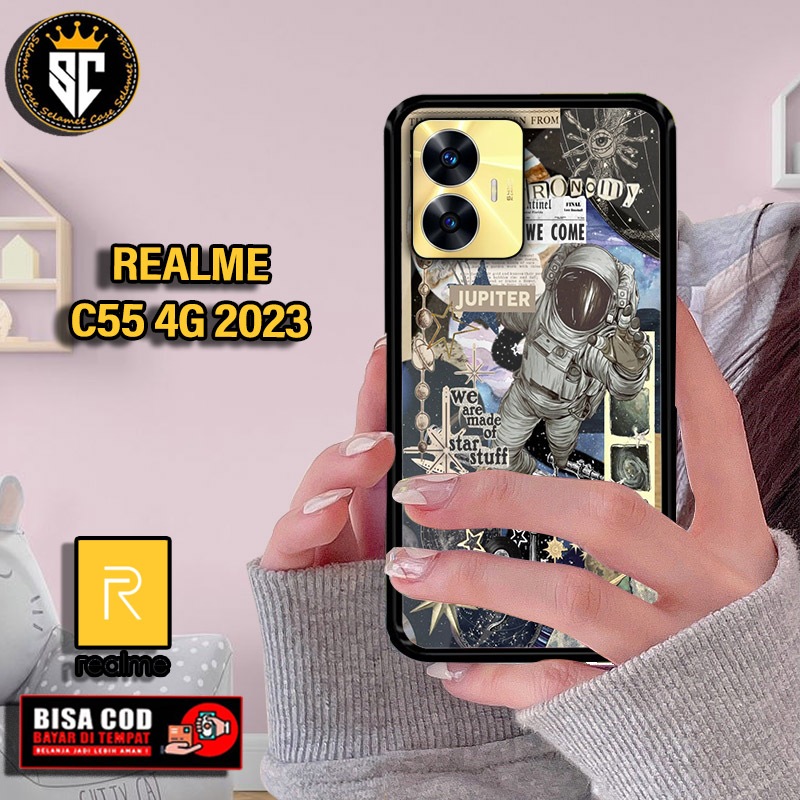 Hardcase 2d glosy dan softcase 2d glosy for realme c55 4g motif nasa/astronot ready all type smartph