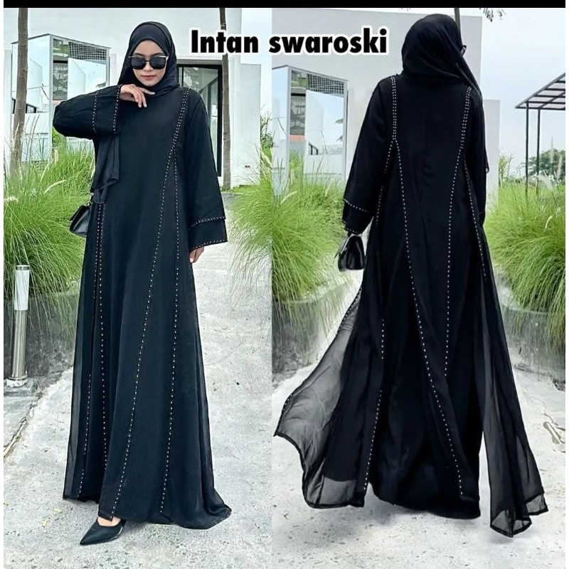 abaya hitam intan Swaroski abaya simple  dres maxi  Dubai Jehan   960