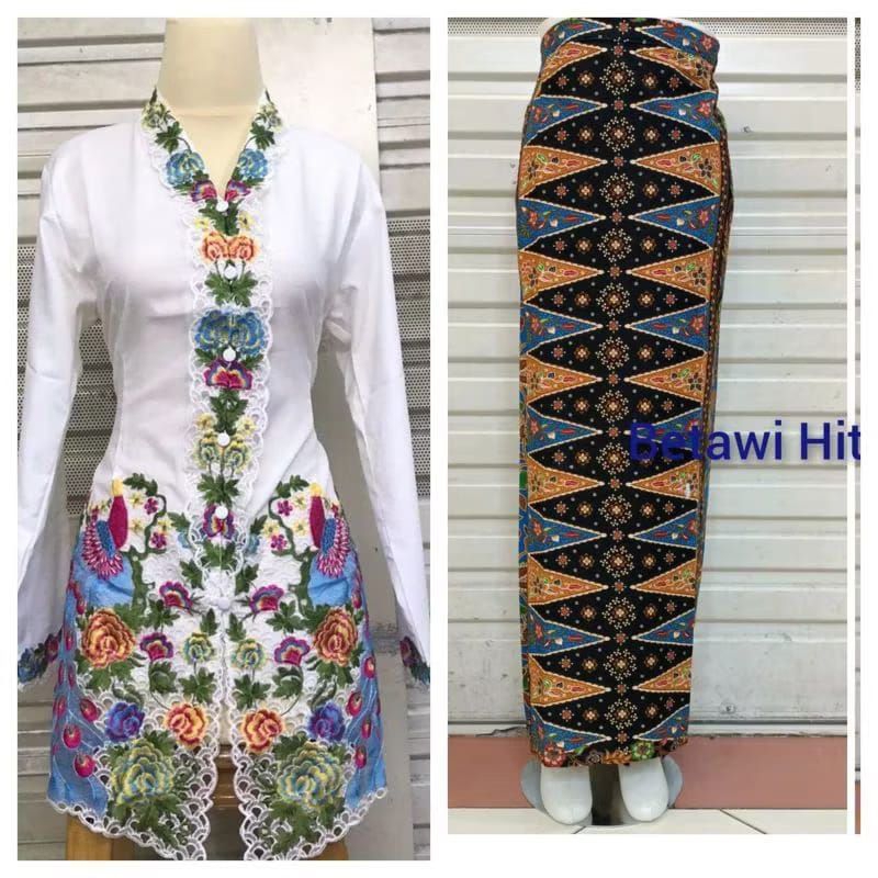 Realpict Setelan Kebaya Encim Dewasa Kebaya Jumbo Kebaya Encim Betawi Kebaya Encim Motip Merak