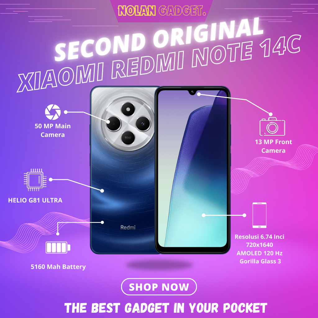 ORIGINAL REDMI NOTE 14C  • 6/128 & 8/256 GB • RESMI XIAOMI FULLSET SECOND