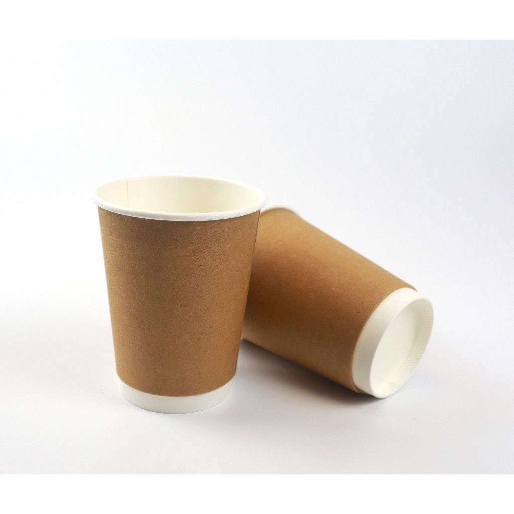 [50PCS]Paper cup Kraft Single Wall 8oz 12oz + Tutup / Gelas Kertas Kraft  8oz 12oz/ Heat Resistant P