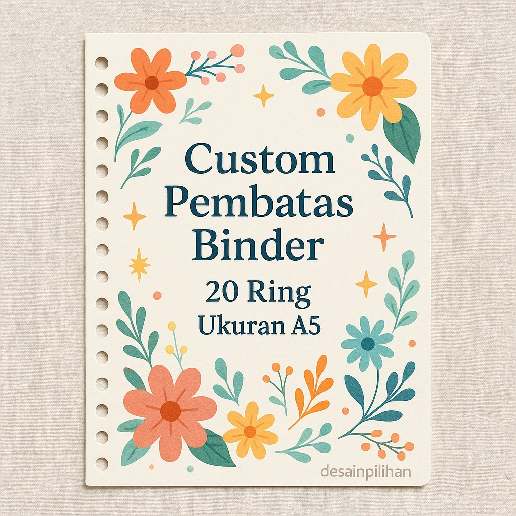 

Custom pembatas binder 20 ring ukuran A5 laminasi glossy murah