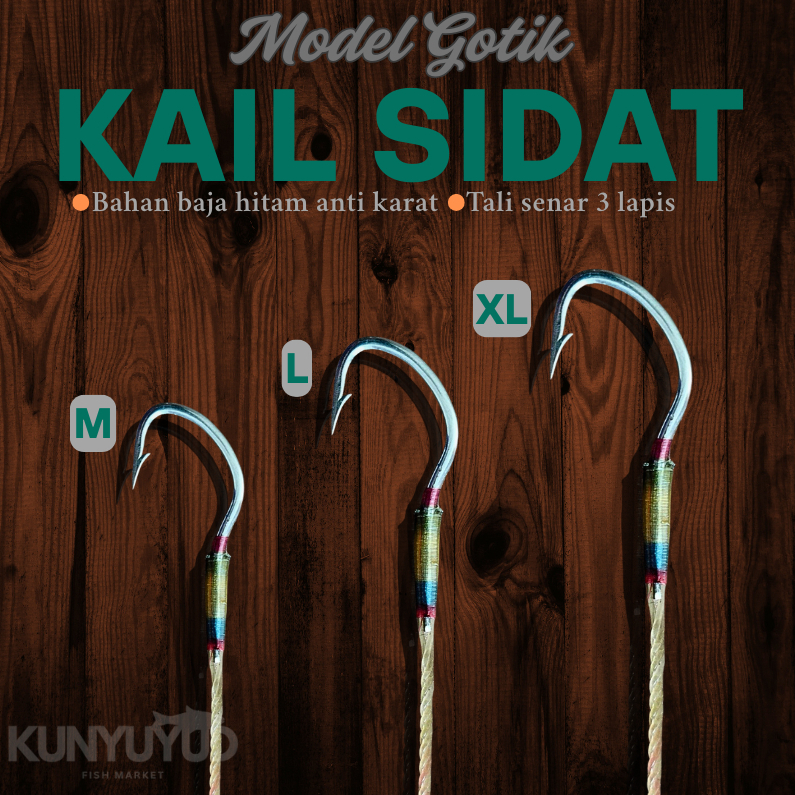 Kail Pancing Sidat Siap Pakai - Kail Pancing Sidat/Lubang - Kail Pancing Besar Bahan Baja Anti Karat