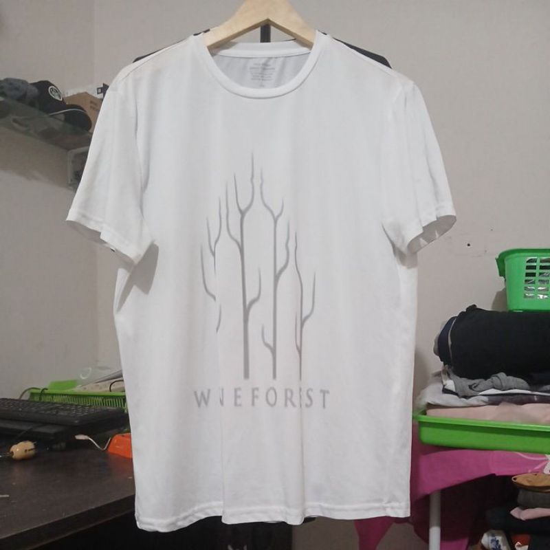 Kaos katun dry fit POLHAM X WINE FOREST second Original warna putih bersih size L LD 110cm Pjg 70cm 