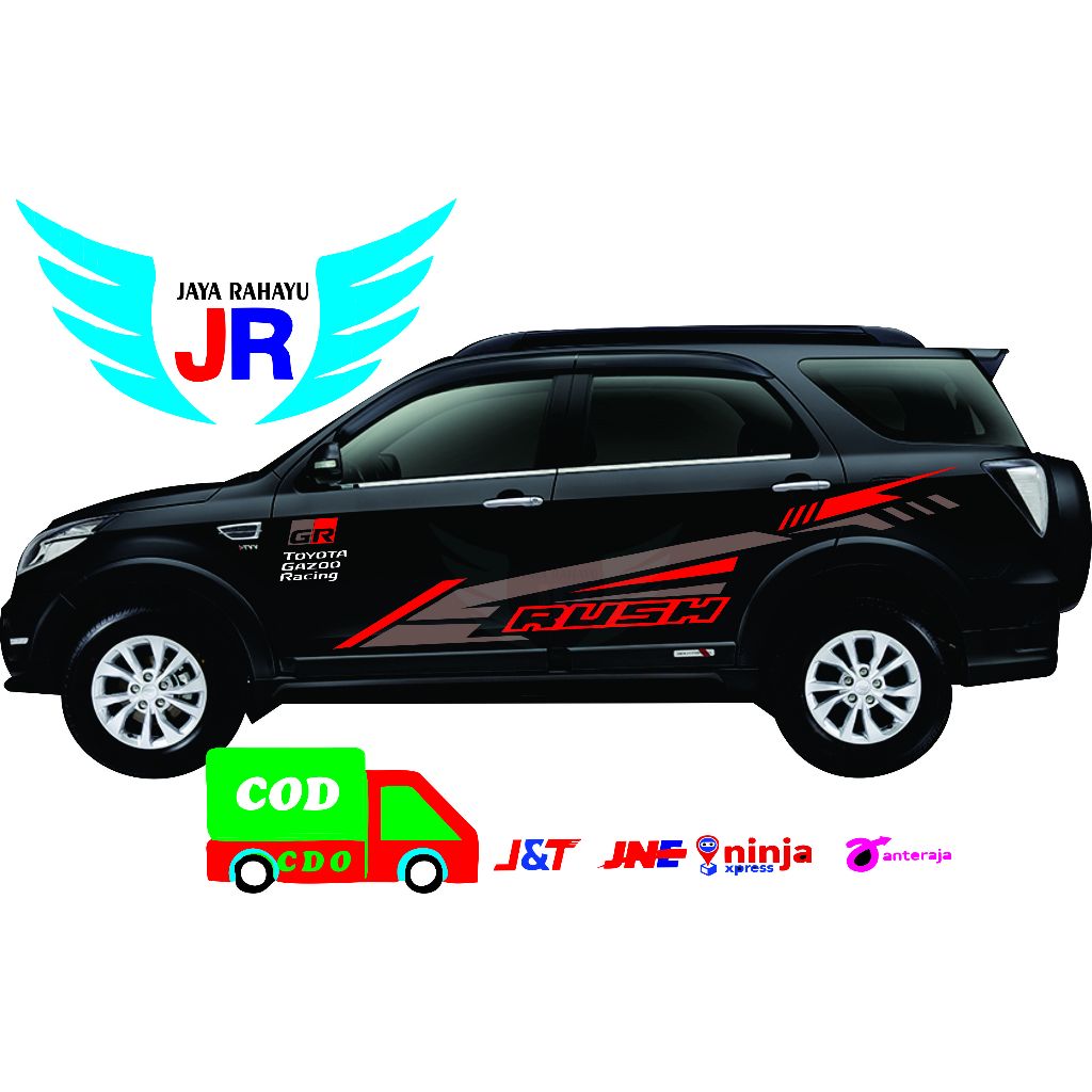 stiker list body mobil rush stiker cutting list body samping cayla, ayla