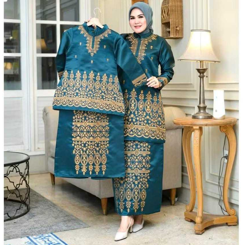 Satu Set Kebaya Tunik Kurung Bordir Melayu Couple Ibu Dan anak Kebaya Malaysia Kebaya Kondangan Keba
