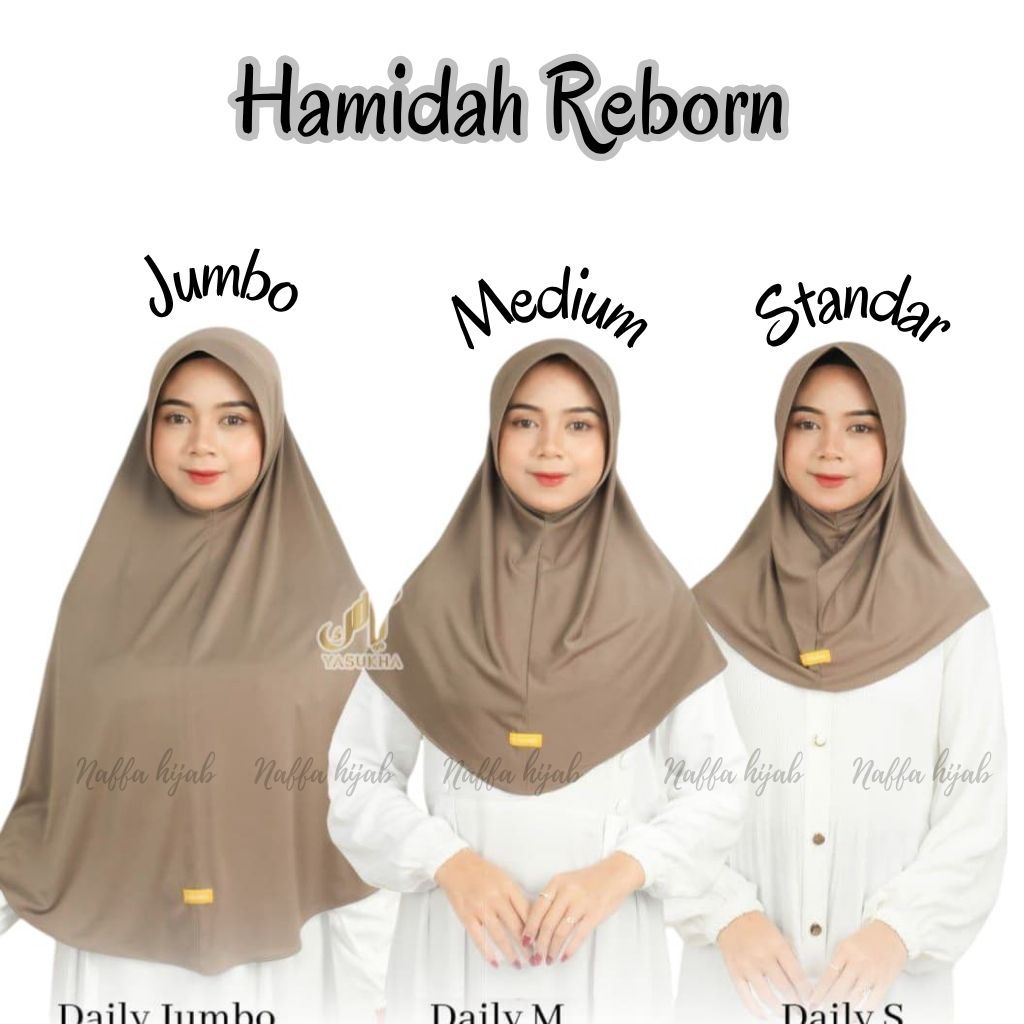 Hamidah Reborn - Jilbab Bergo Hamidah Ukuran S M L Hijab Instan Jersey Premium Kerudung Bergo Instan