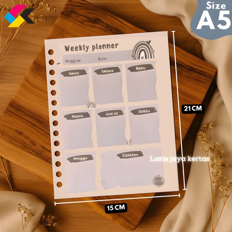 

Loose Leaf Weekly Planner / Diary Planner 50 Lembar / Buku Agenda / Planner Harian