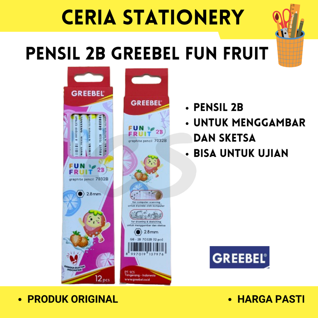 

Pensil Greebel 2B Fun Fruit 7032 / 1 Pak isi 12 Pcs