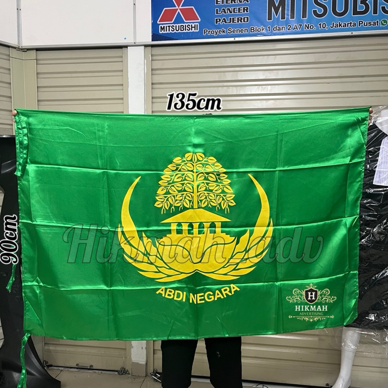 Bendera logo KORPRI ABDI NEGARA 90cm x 135cm bahan satin
