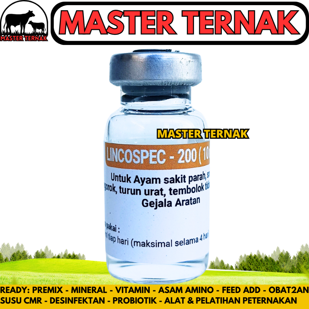 LINCOSPEC 10ML - Obat Ayam Infeksi CRD Snot Ngorok Korisa Berak Hijau Berak Putih