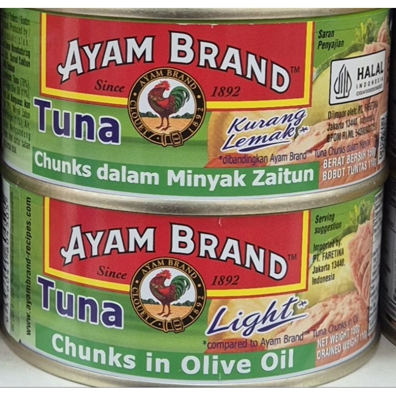 

Tuna Kurang Lemak Chunck Dalam Minyak Zaitun AYAM BRAND Tuna Light Chunks In Olive Oil 150g - HK.